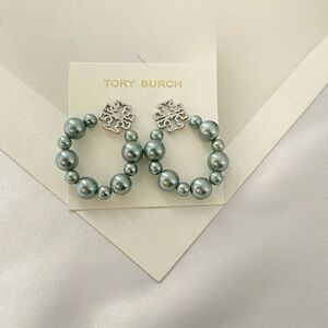 Tory Burch Silver and Gray Pearl Earrings